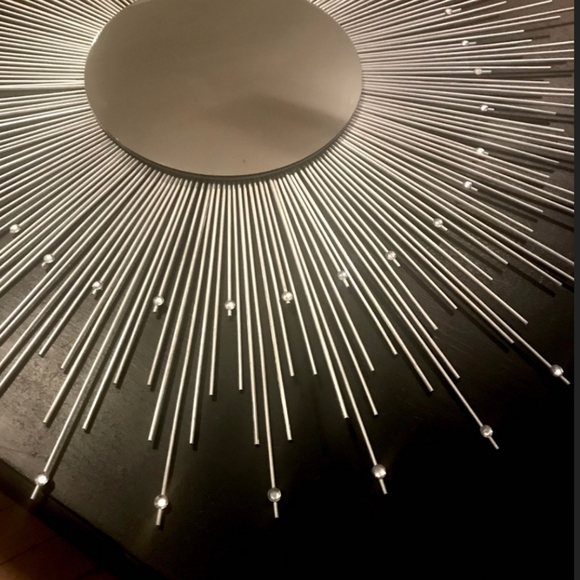 Large 35" Silver Sunburst Mirror with Gems Decorative Wall Mirror - Picture 5 of 10